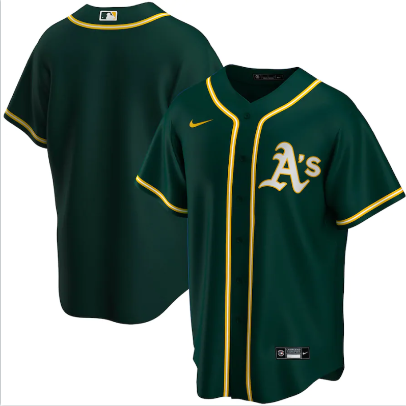 Men's Oakland Athletics Black Green Base Stitched Jersey